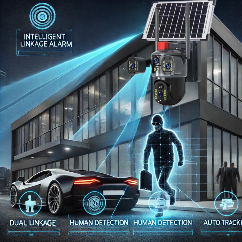 Triple-Screen 4G/5G Sim Based Solar CCTV Camera