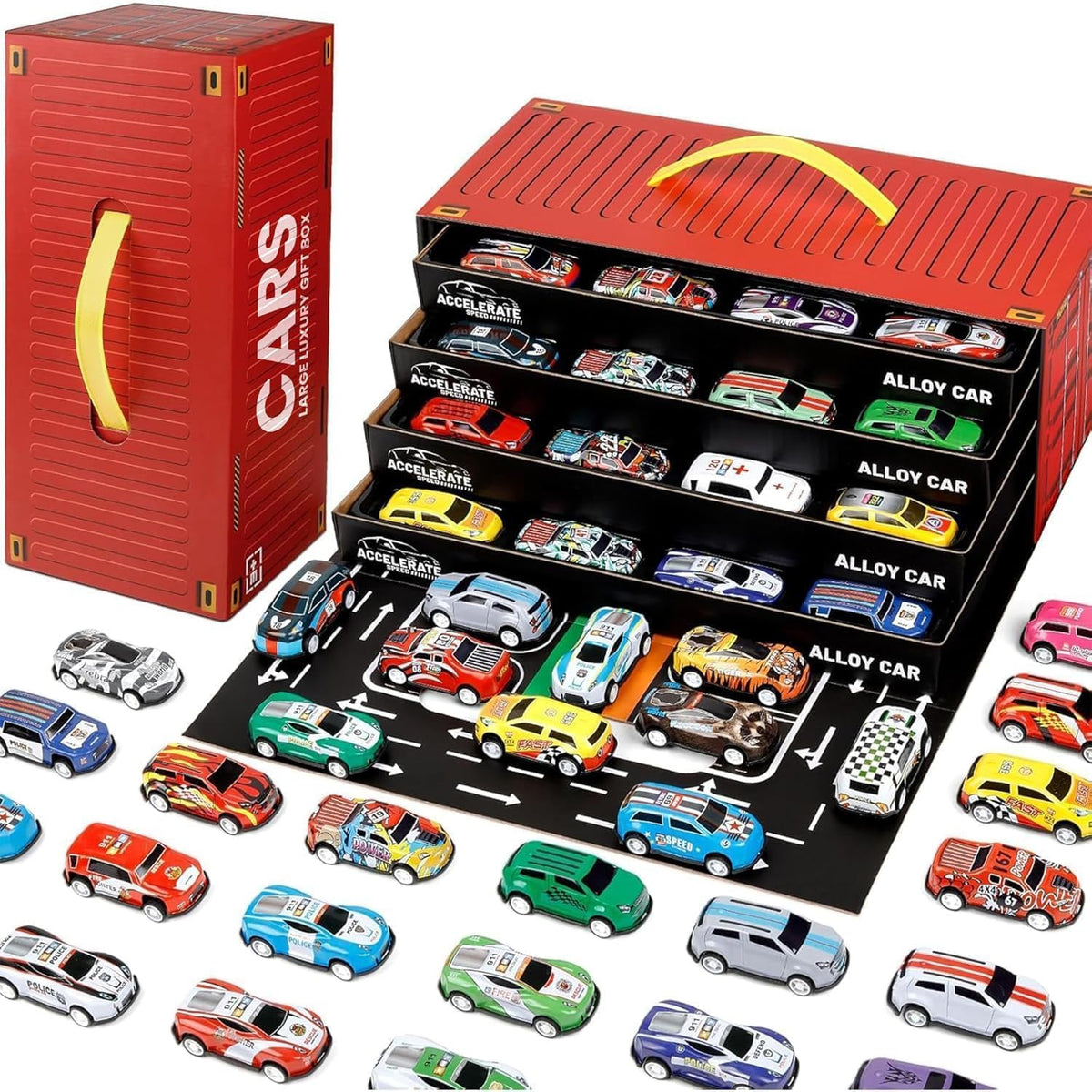 48 PCS Mini Toy Cars Set for Kids with Storage Box | Pull Back Racing Cars, Die-Cast Alloy Vehicles, Birthday Return Gifts for Boys & Girls