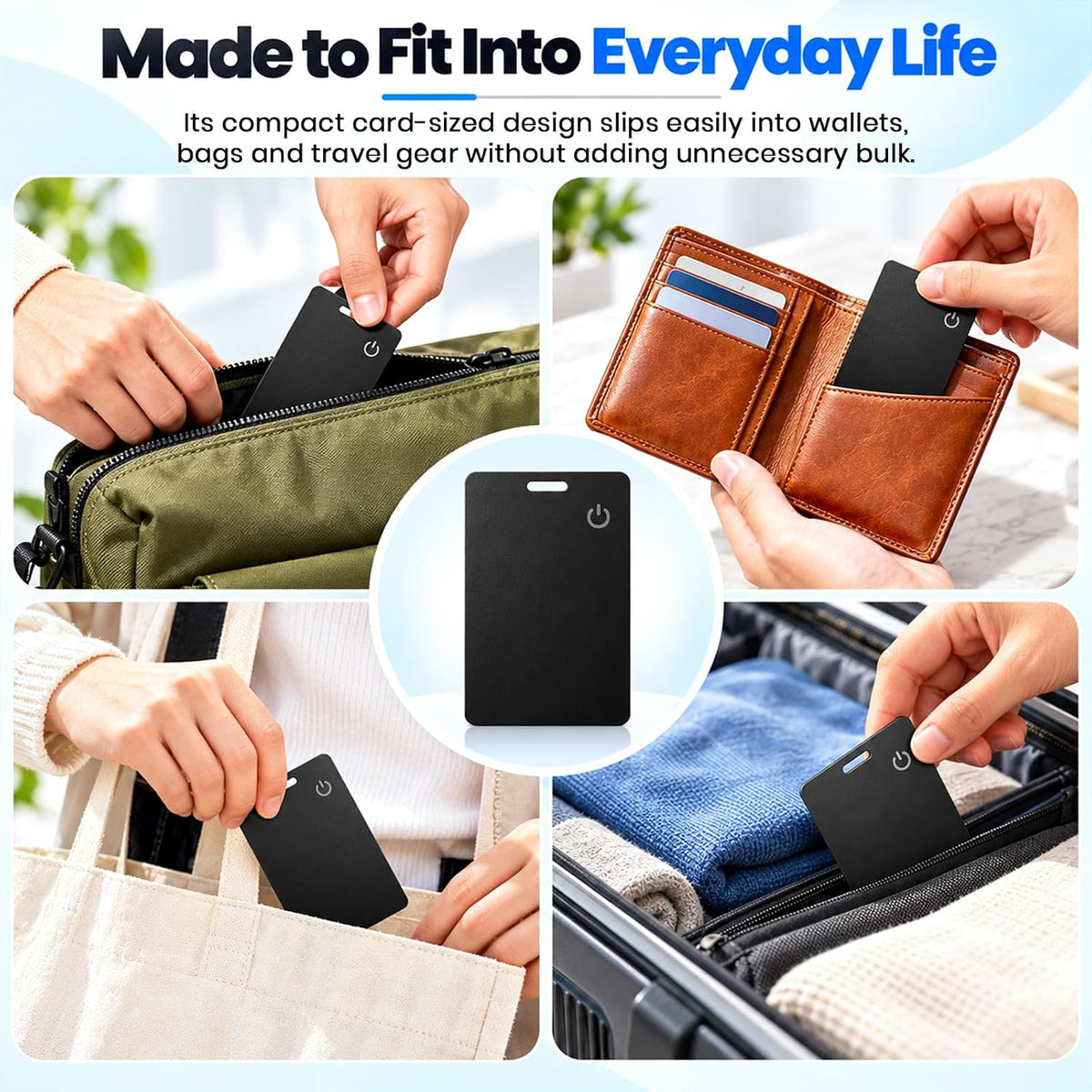 Universal Smart Tracker Card for Apple Find My & Android Google Find Hub | Ultra-Thin Wallet Finder, Wireless Rechargeable, 90dB Anti-Lost Alarm, Up to 1-Year Battery Life