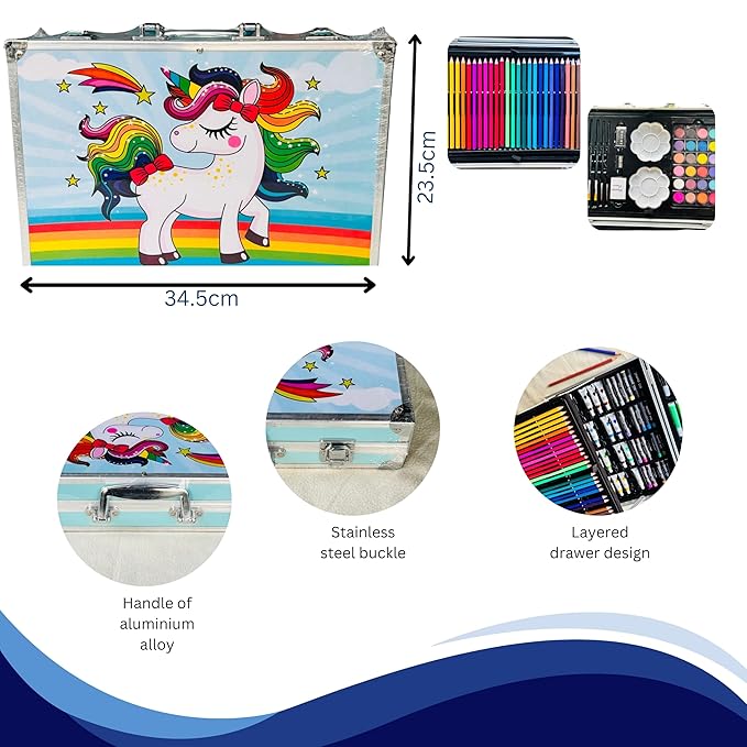 Unicorn Colour Set 145 Pieces Kids Art Set
