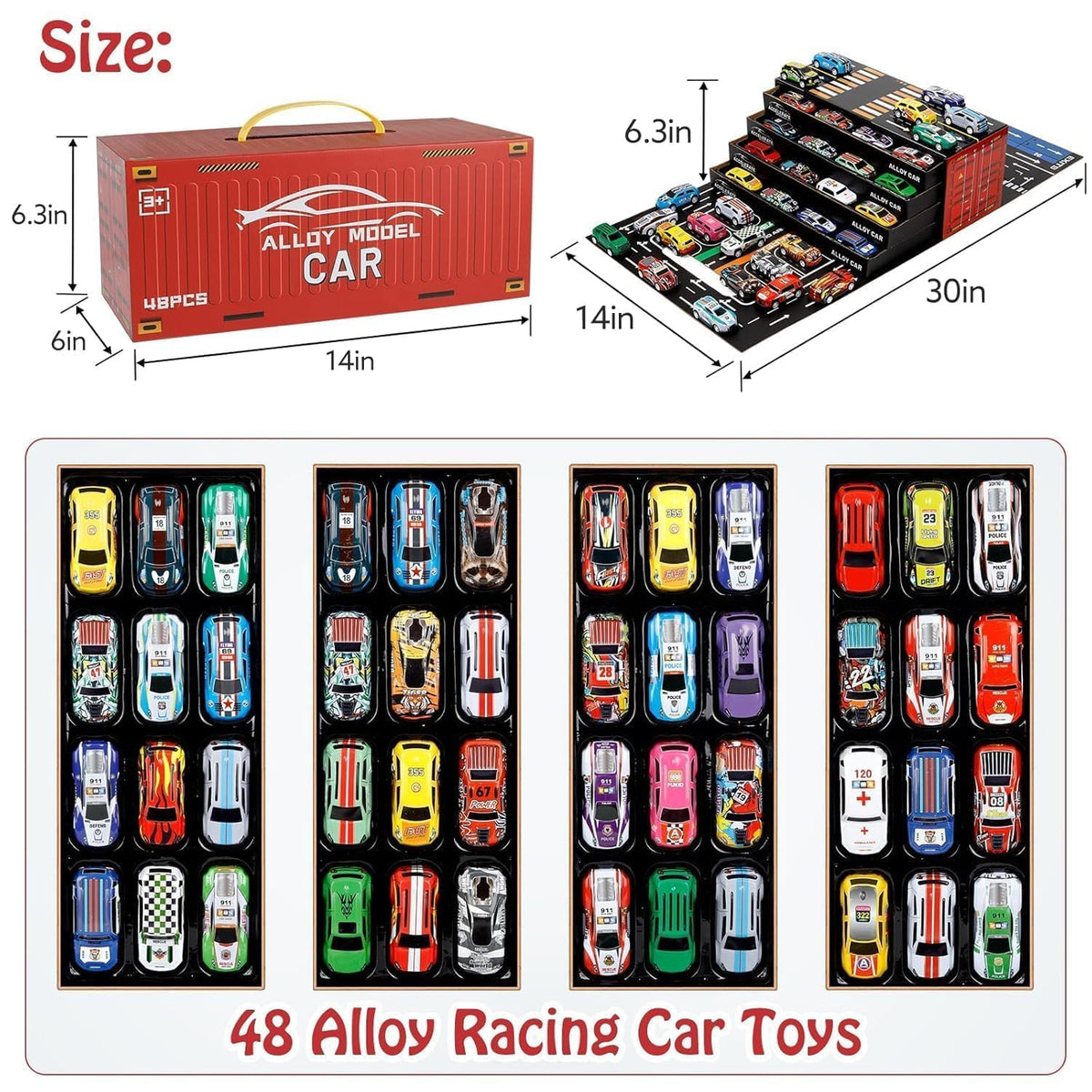 48 PCS Mini Toy Cars Set for Kids with Storage Box | Pull Back Racing Cars, Die-Cast Alloy Vehicles, Birthday Return Gifts for Boys & Girls