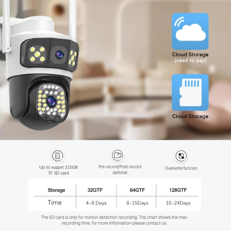 Dual Lens 5+5MP 4G+Wifi  CCTV Outdoor Camera