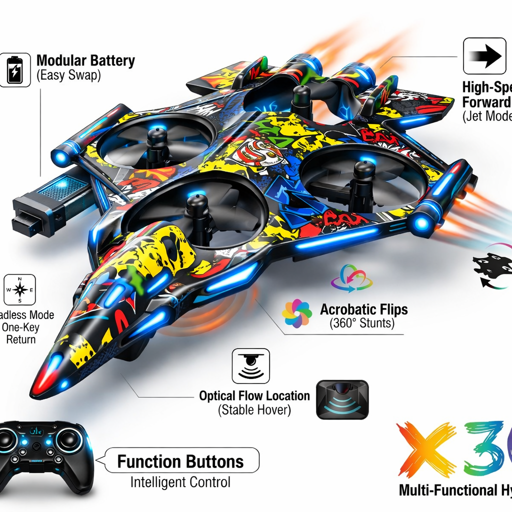 X30 RC Fighter Jet | Lightweight Plastic Body | Optical Flow | 360° Flips (New Model)