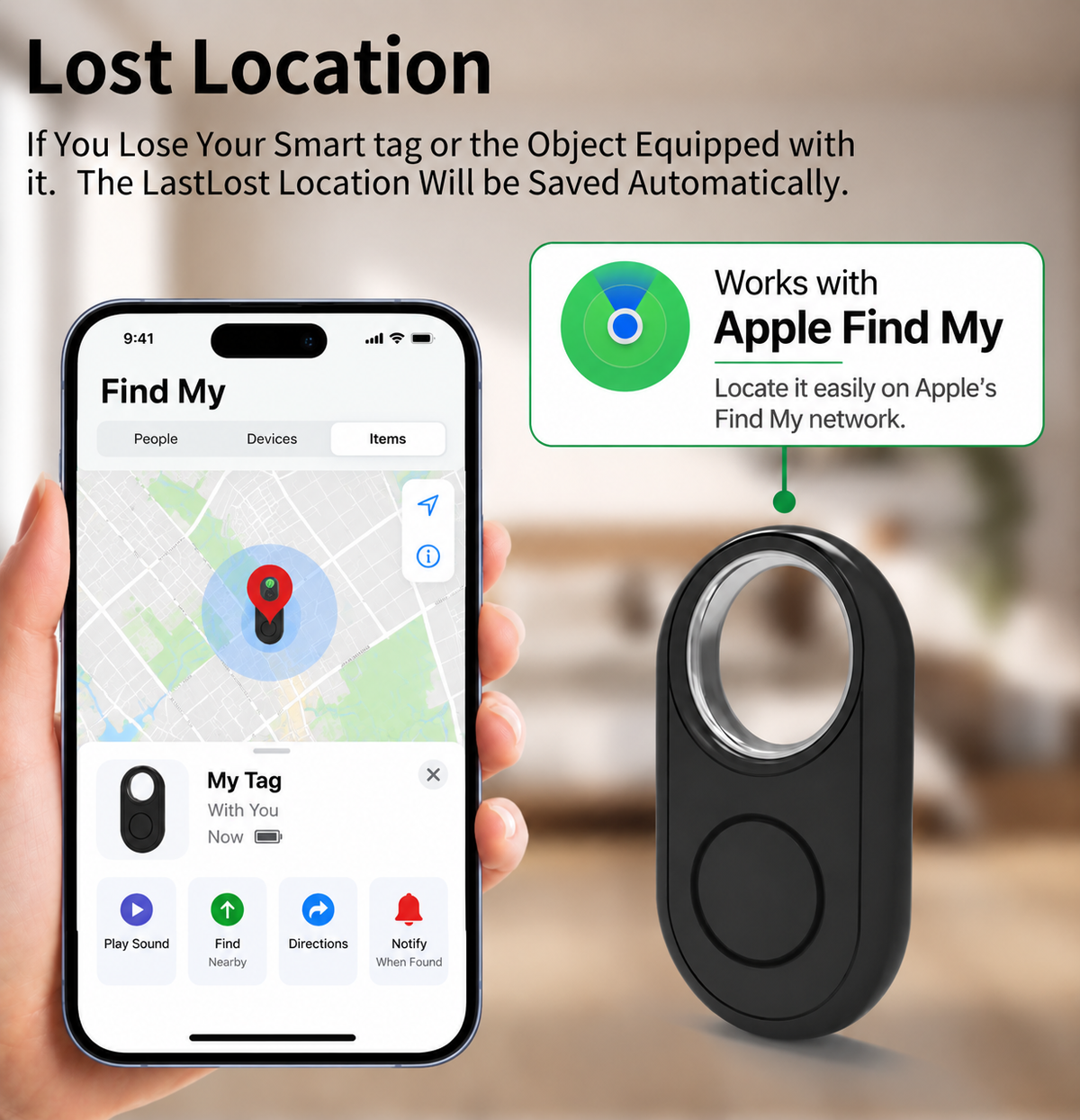 Smart Tag Keychain Android & iOS Compatible | Bluetooth Item Tracker for Keys, Bags & Luggage