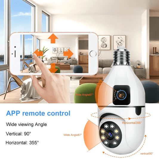 2-in-1 Dual Lens Dual Screen Bulb 4MP Wi-Fi Wireless Camera